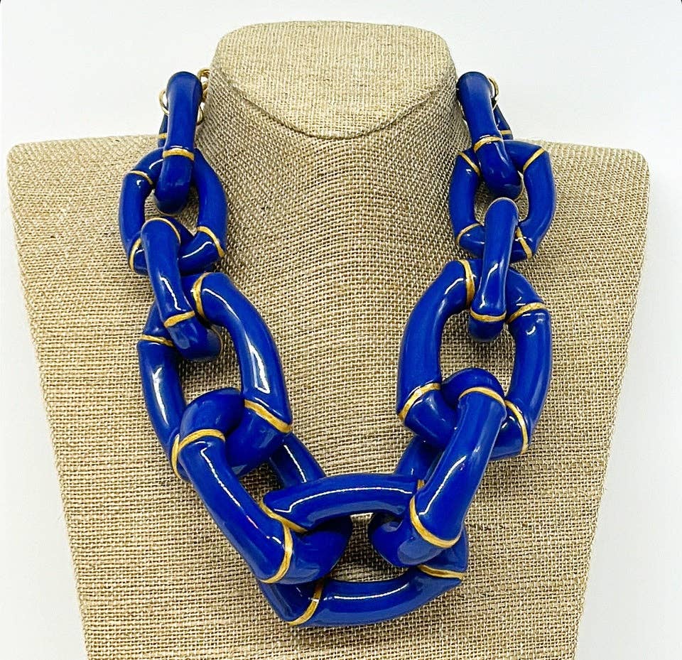 The Michelle-Blue Bamboo Link Necklace - Parker Kennedy