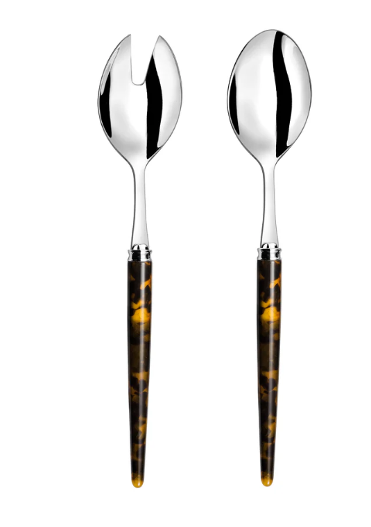 Tang Collection Tortoise Look Salad Servers Set - S2 - Capdeco