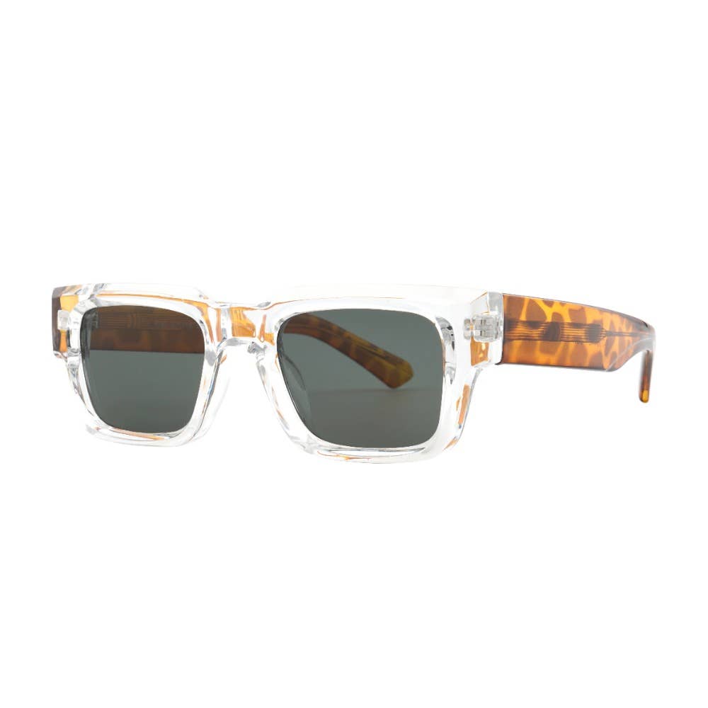 CADE  Clear Tortoise Temples  Smokey Lens - Ryan Simkhai Eyeshop -