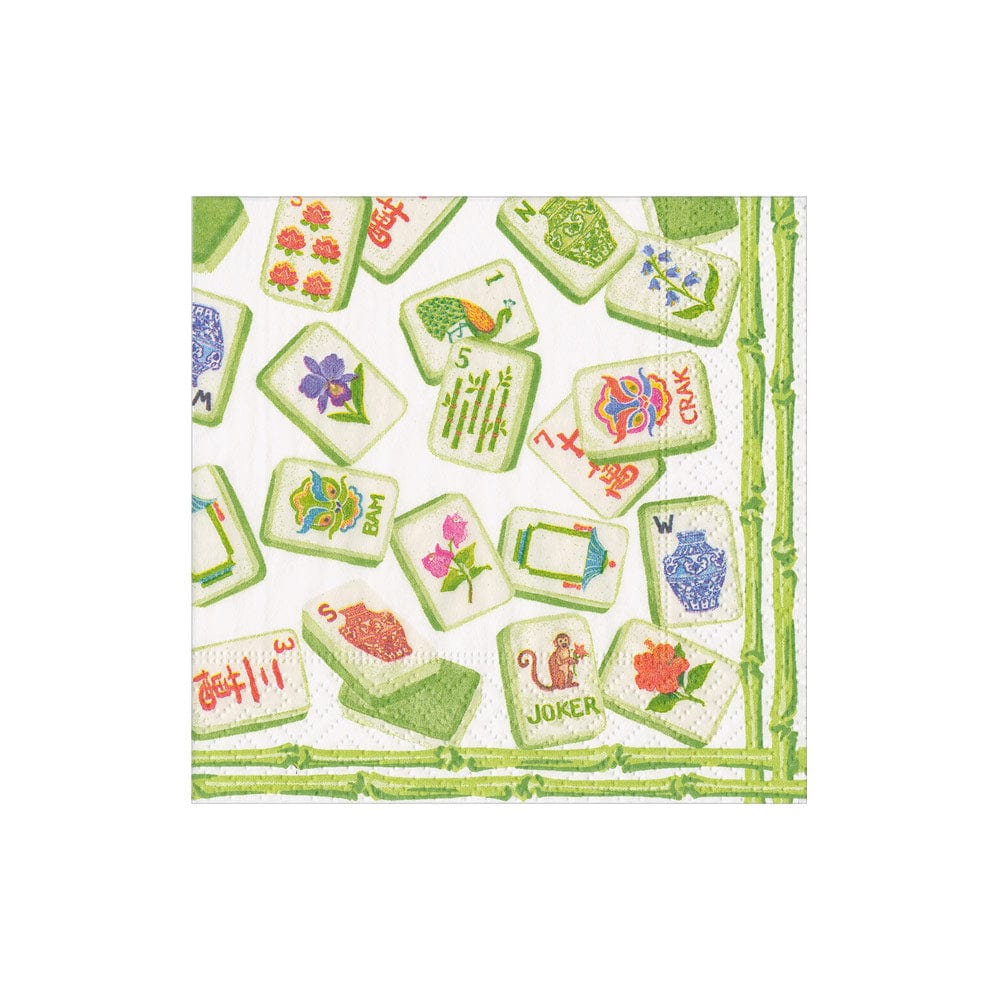 Mahjong Green Cocktail Napkin - Caspari