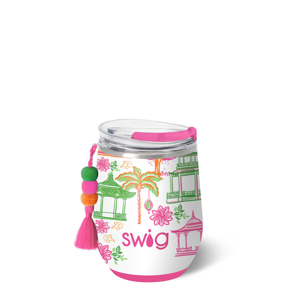 12oz Wine Tumbler with Lid Pagoda Paradise - Swig Life