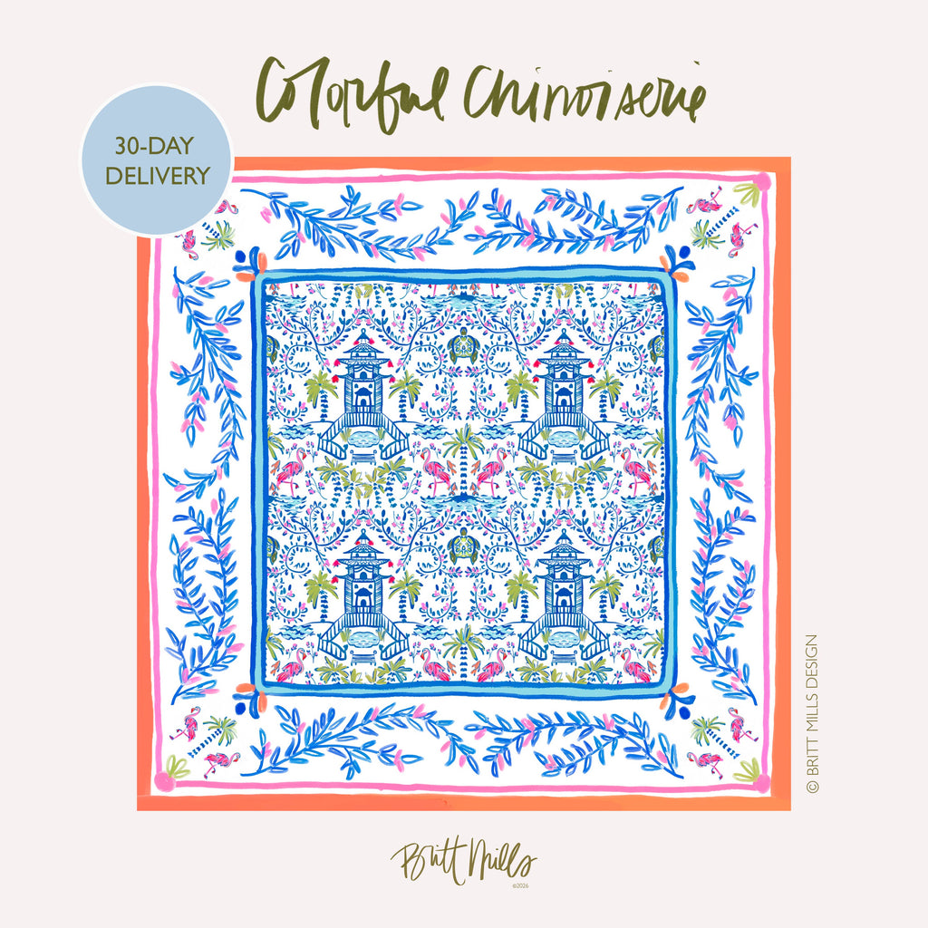 Mahjong Mats (Non-Neoprene): Colorful Chinoiserie - Britt Mills Design