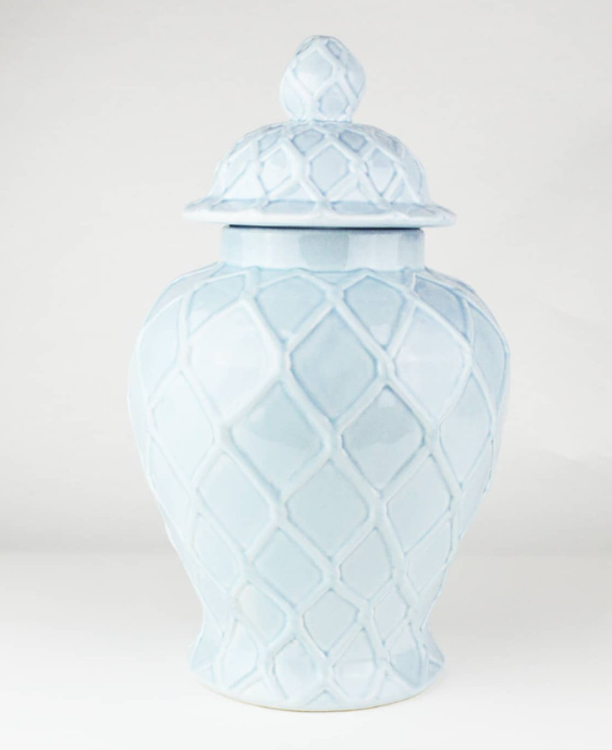 Light Blue  Textured Ginger Jar - 8 Oak Lane