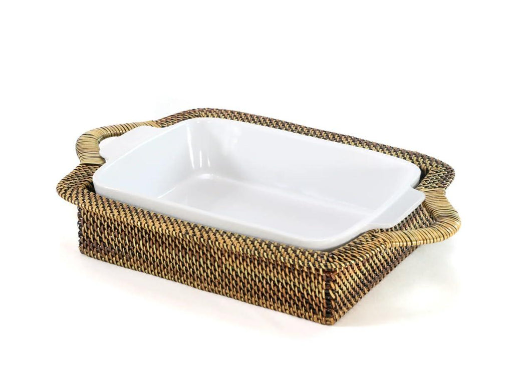 Rectangular Casserole Basket with Stoneware Roaster - Calaisio
