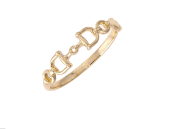 Cinnamon Horsebit Hinge Bangle in Shiny Gold