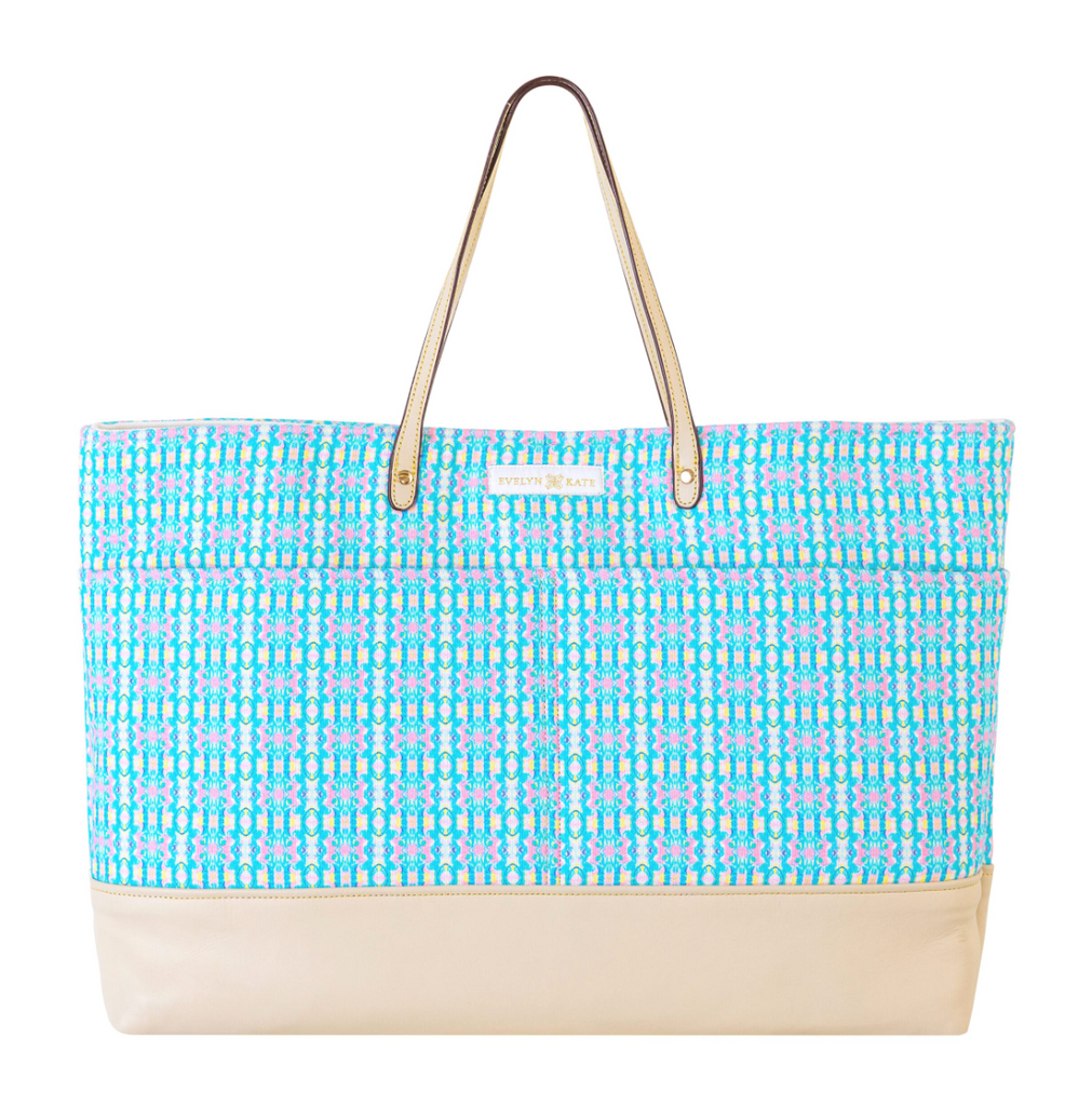 Abaco Canvas Tote with Leather Base - Evelyn Kate