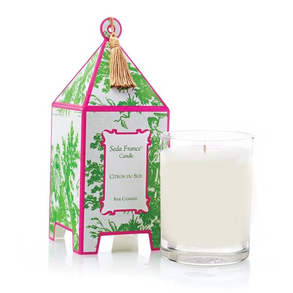 Citron du Sud Classic Toile Pagoda Box Candle - Seda France Candles