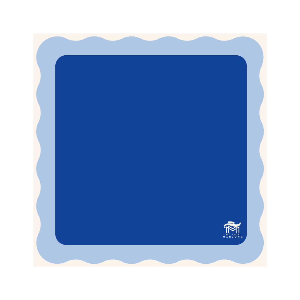 MAHJONG MAT 31 x 31 Cobalt Center- Blue Scallop - My Fair Mahjong