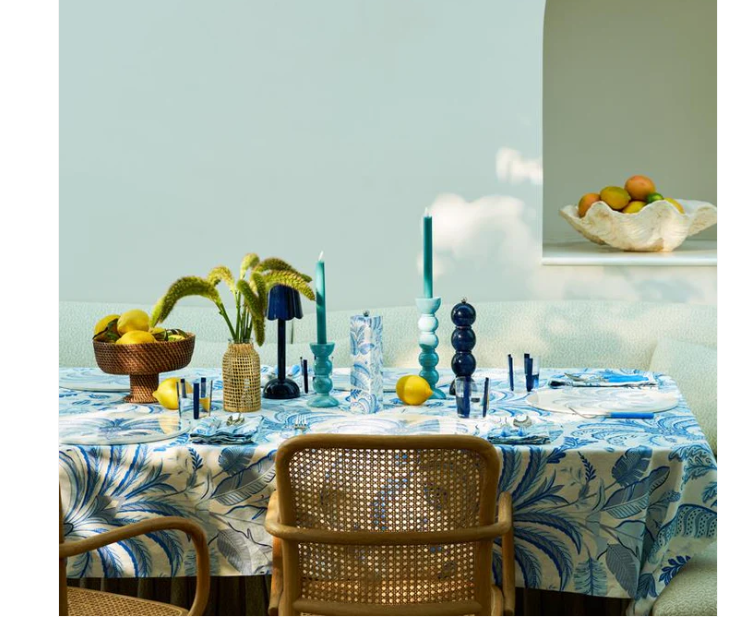 Palm Beach Blue Linen Tablecloth