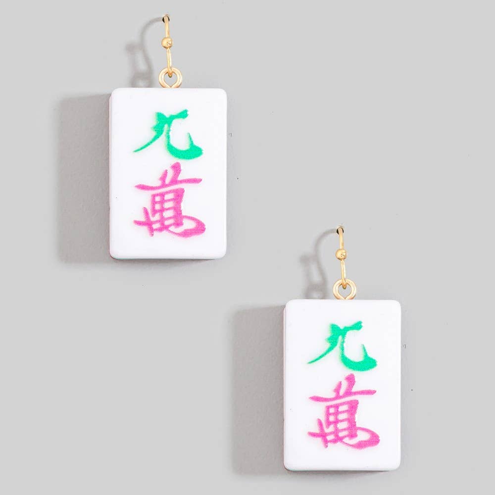 Mahjong Tile Acrylic Earrings: CH9 - The Looks by Fame Accessories