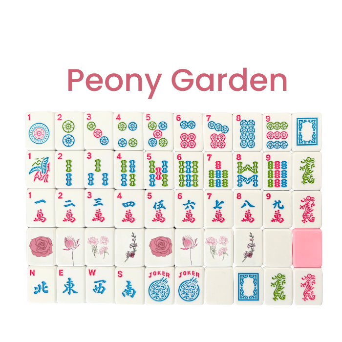 Peony Garden American Mahjong Tile Set 160 Tiles - Mahjong Studios