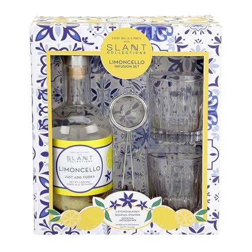 Limoncello Infusion Kit Glass Bottle Strainer & 2 Faceted Glasses - Slant Party Supplies