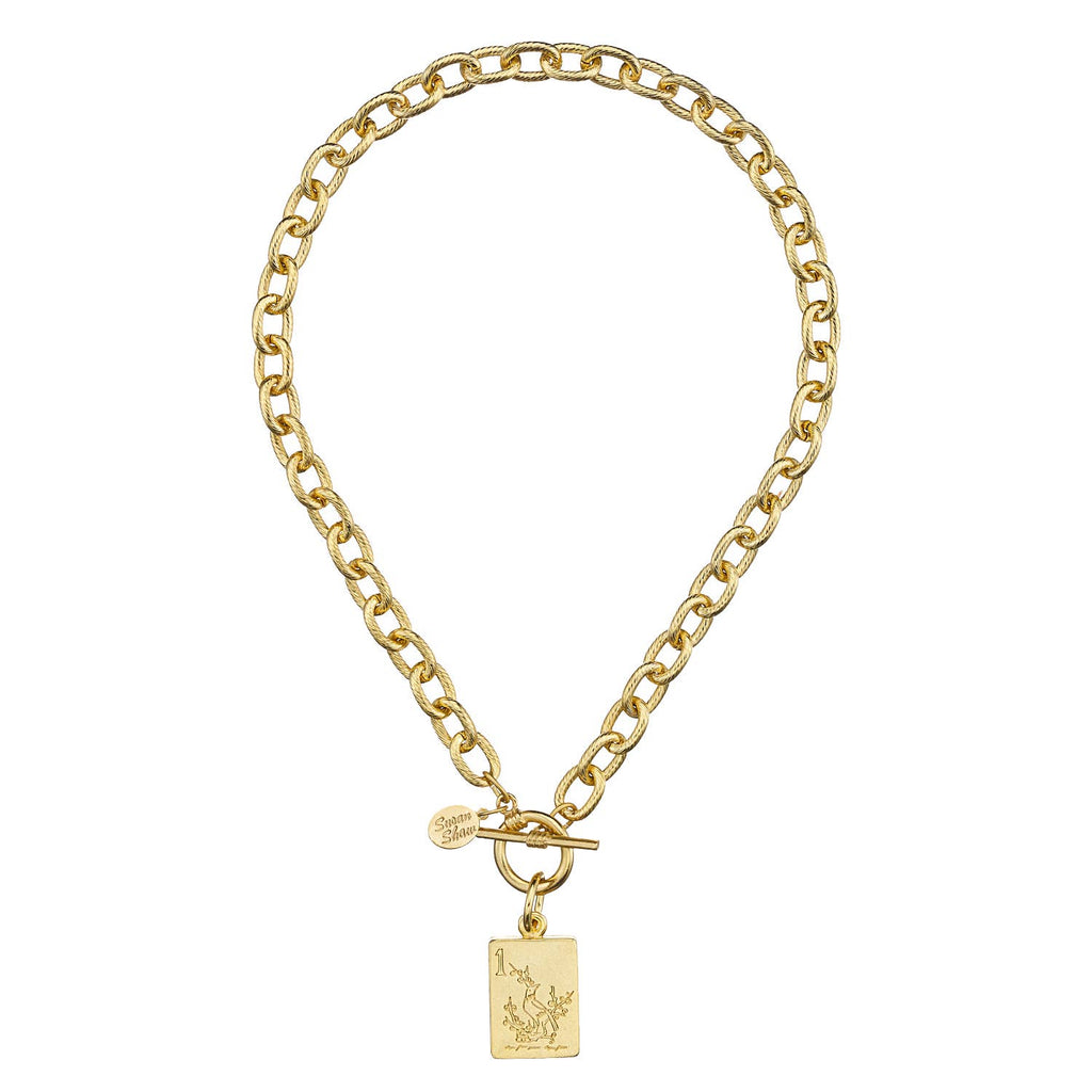 1 Bam Bird Mahjong Tile Toggle Necklace - Susan Shaw