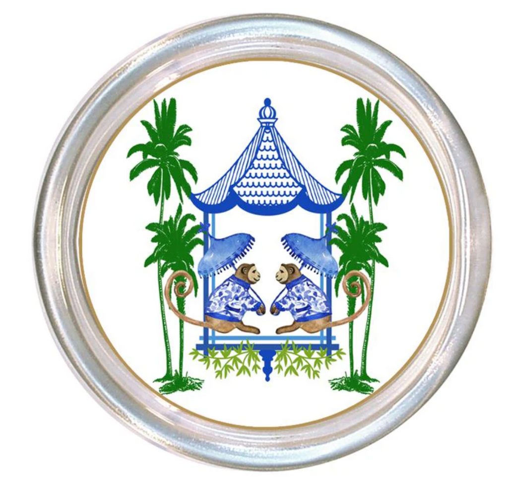 Chic Monkey with Palms Wine Coaster-Marye Kelley