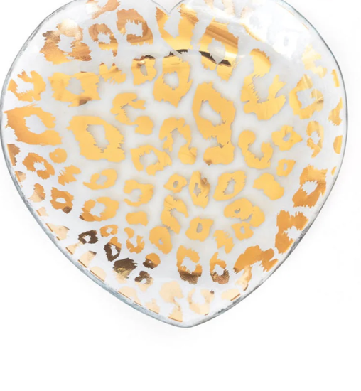 CHEETAH HEART PLATE - 7 in  -annieglass