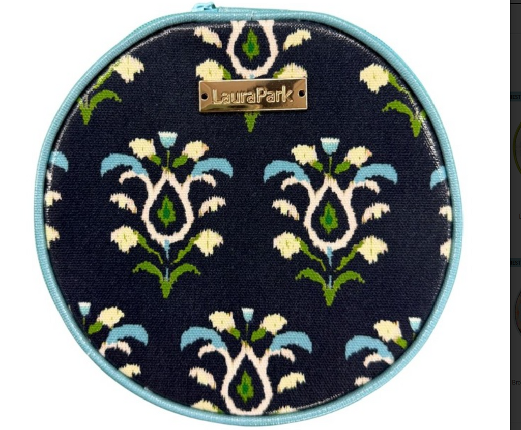 Rosemary Indigo Round Jewelry Case - Laura Park