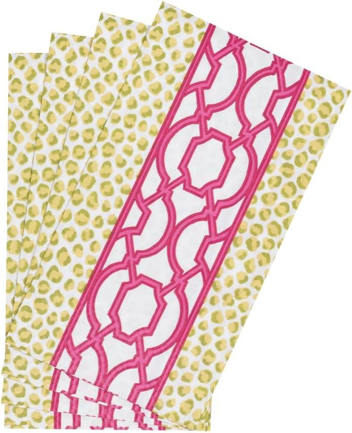 Knots and Spots Green & Fuchsia Guest Towel Napkins - Caspari