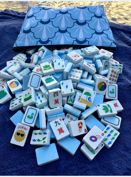 Travel Mahjong Floating  Tiles - Pool Silk Baby Blue  spools