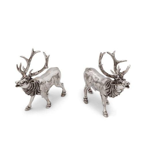 Vagabond House Lodge Pewter Deer Elk Salt and Pepper Shaker Set