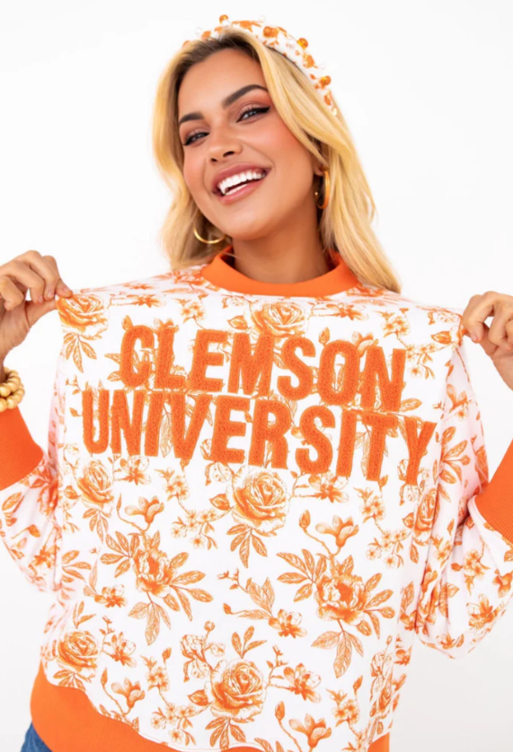 Clemson Floral Toile Sweatshirt - Brianna Cannon