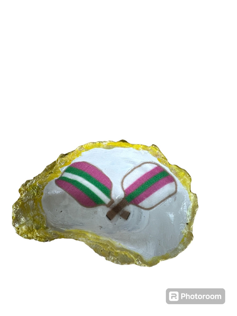Oyster Shell - Painted Yellow with Pink Paddles - medium - Home 2 Court