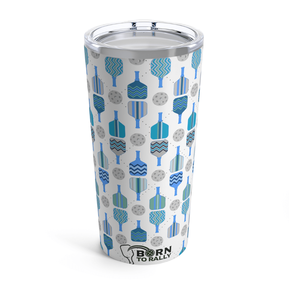 Pickleball 20oz Tumbler - Blue Paddles - Drink Travel Mug - Born to Rally - Home 2 Court