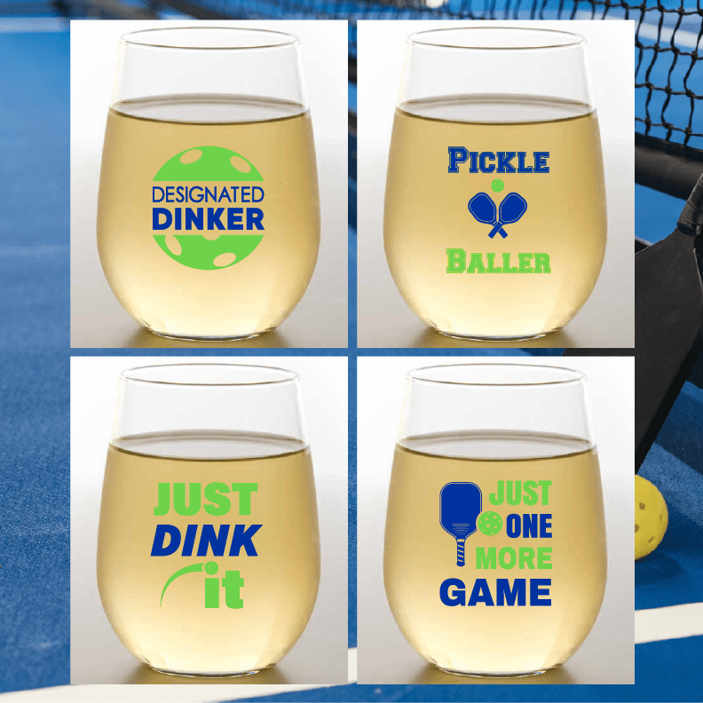 PICKLEBALL SAYINGS Shatterproof Wine Glasses: 2pk - Wine - Oh! - Home 2 Court