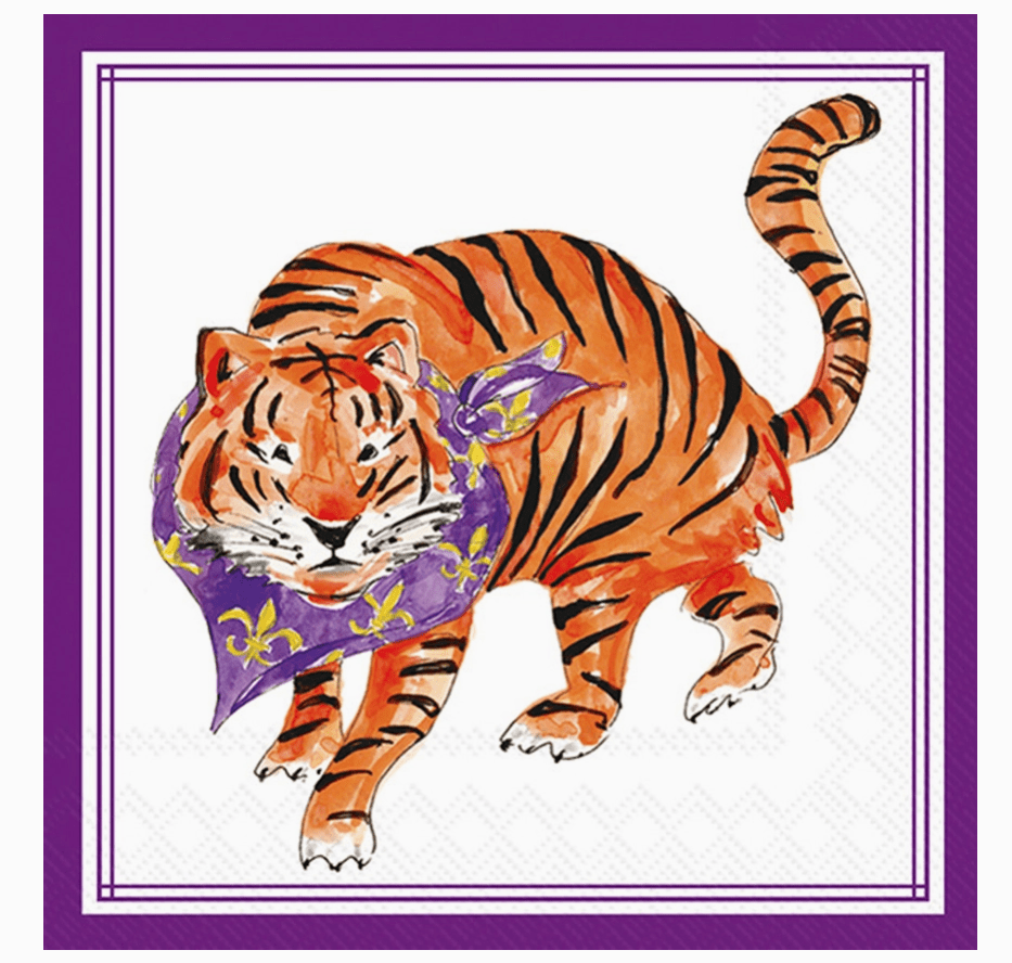 Purple Sitting Tiger Hometown Pride - 20 CT Cocktail Napkins IHR - Home 2 Court