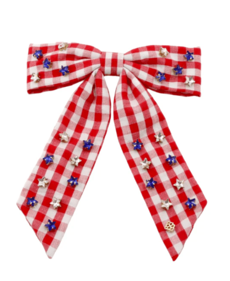Red Gingham Bow Barrette with Stars - Home 2 Court