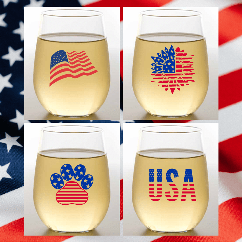 RED, WHITE AND BLUE Shatterproof Stemless Wine Glasses: 2pk - Wine - Oh! - Home 2 Court