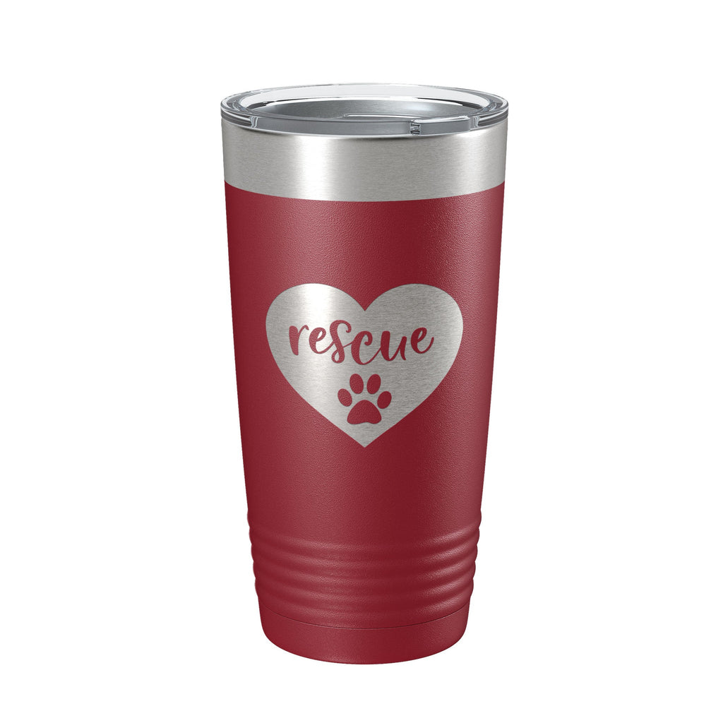 Rescue Dog Tumbler Love Heart Travel Mug Gift Insulated Laser Engraved Coffee Cup 20 oz - Home 2 Court