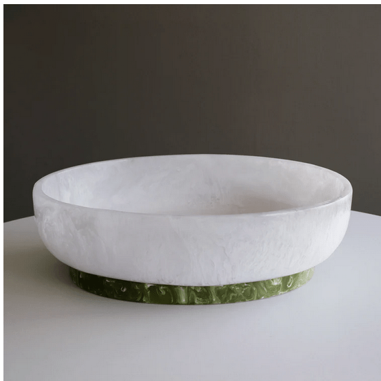 Resin Rio Large Oval Bow(White and Green)l with Base - Beatriz Ball - Home 2 Court