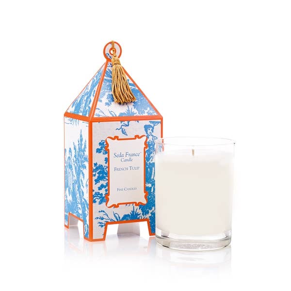 Seda France Candles - French Tulip Classic Toile Pagoda Box Candle - Home 2 Court