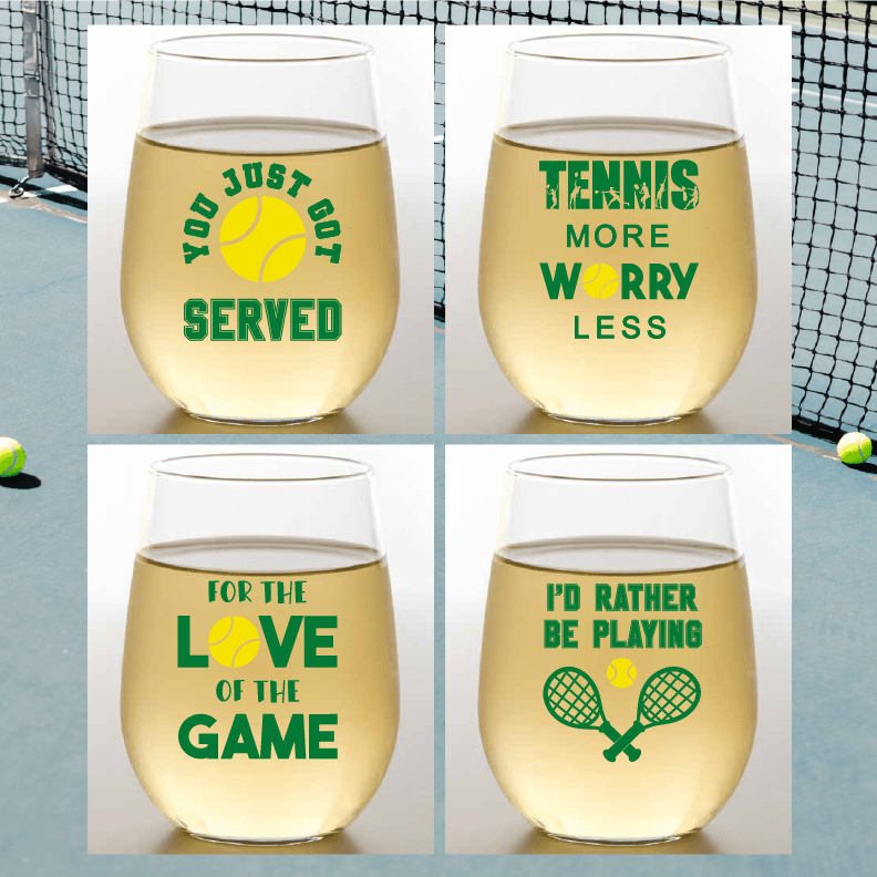 TENNIS SAYINGS Shatterproof Wine Glasses: 2pk - Wine - Oh! - Home 2 Court