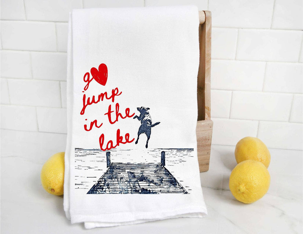 The Preppy Pineapple Home - Dog Go Jump in the Lake Tea Towel - Home 2 Court
