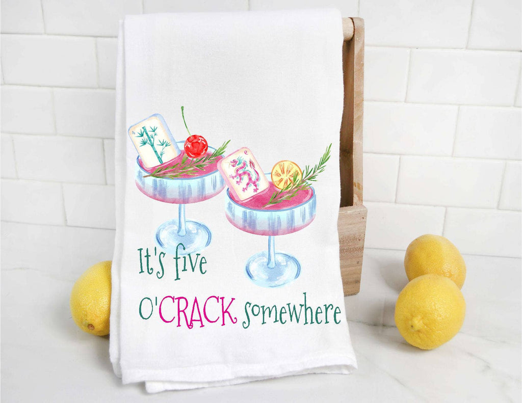 The Preppy Pineapple Home - Mahjong It's Five O'Crack Somewhere Tea Towel - Home 2 Court