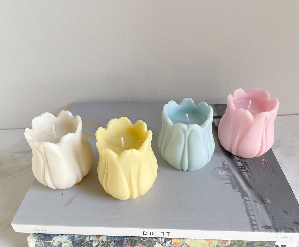 Tulip Candle: Baby Pink, Unscented - LA AROMA CANDLE CO. - Home 2 Court