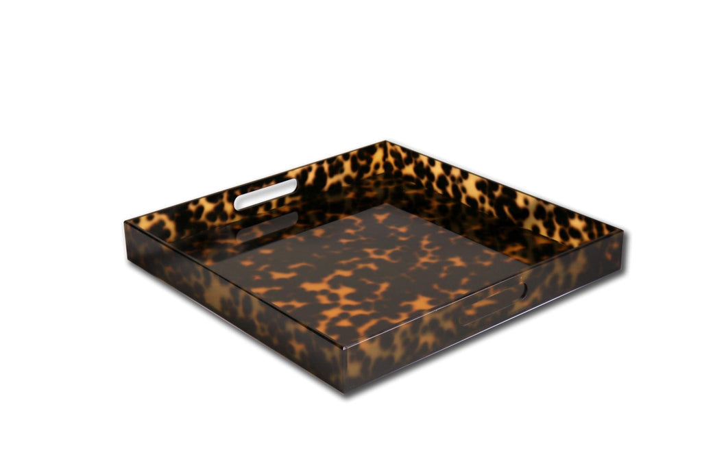 Vida Acrylic Tortoise Large Square Tray with Handles - Beatriz Ball - Home 2 Court