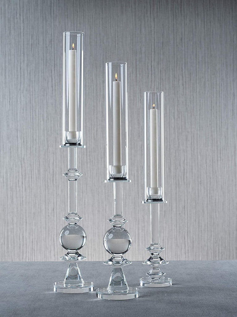 Zodax Vadim - 25.5" H Crystal Glass Candle Holder, Style B - 25.5" H - Home 2 Court
