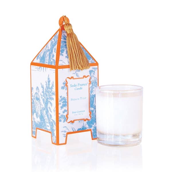 French Tulip Toile Mini Pagoda Box Candle - Home 2 Court